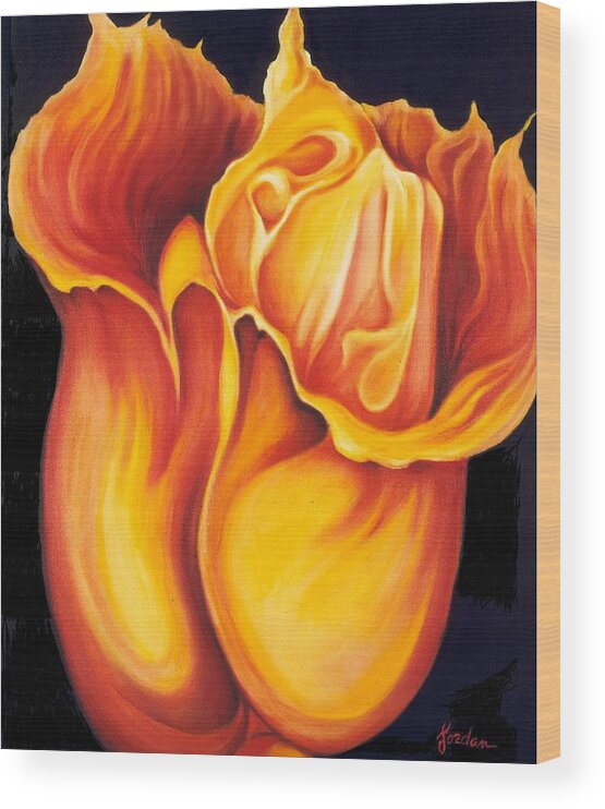 Surreal Tulip Wood Print featuring the painting Singing Tulip by Jordana Sands