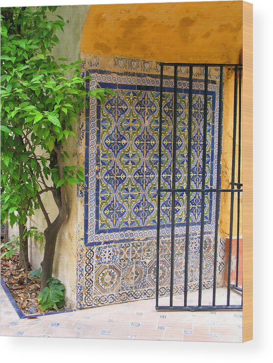 Spain Wood Print featuring the photograph Spanish Tile Gate by Jennifer Lycke
