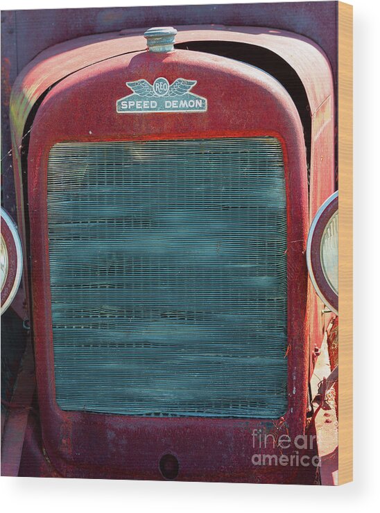 Reo Wood Print featuring the photograph Speed Demon Truck Grille - painterly by Les Palenik