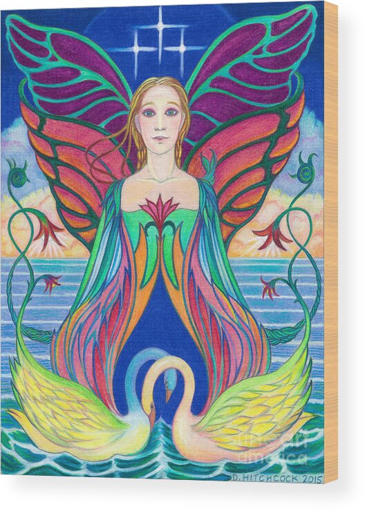 Spiritual Wood Print featuring the drawing Spirit Guide Aileen by Debra Hitchcock