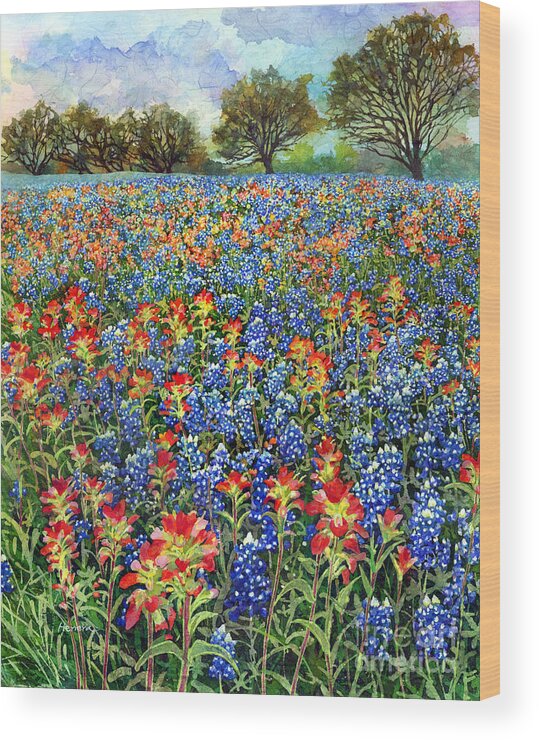 Wild Flower Wood Print featuring the painting Spring Bliss by Hailey E Herrera