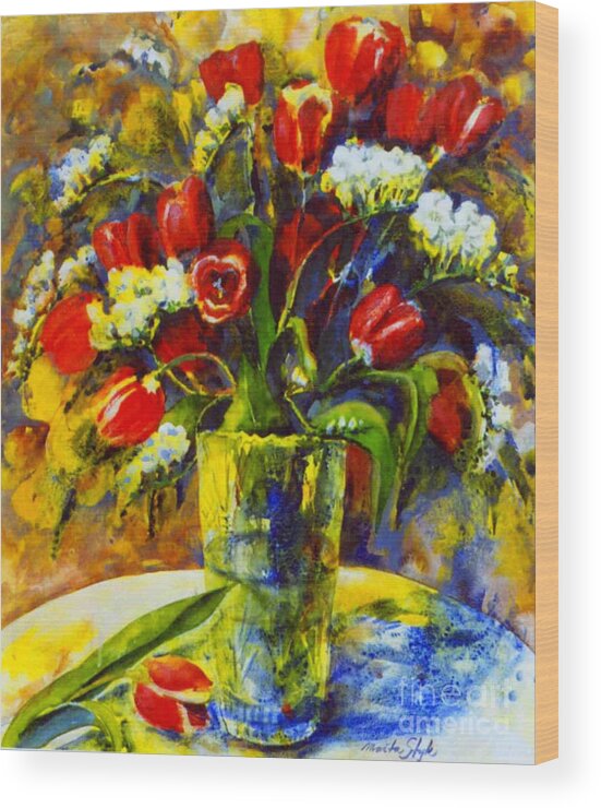 Flowers Wood Print featuring the painting Spring bouquet by Marta Styk