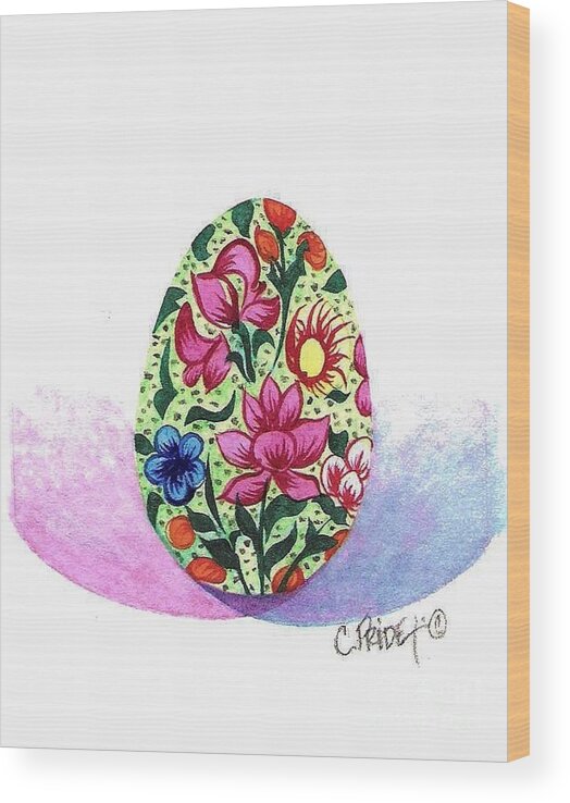 Cynthia Pride Watercolors Wood Print featuring the painting Spring Easter Egg by Cynthia Pride