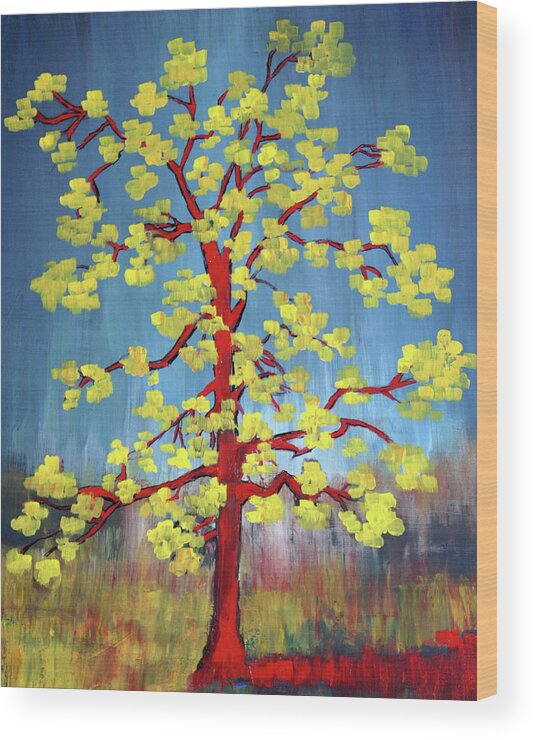 Tree Wood Print featuring the painting Spring by Frank Botello