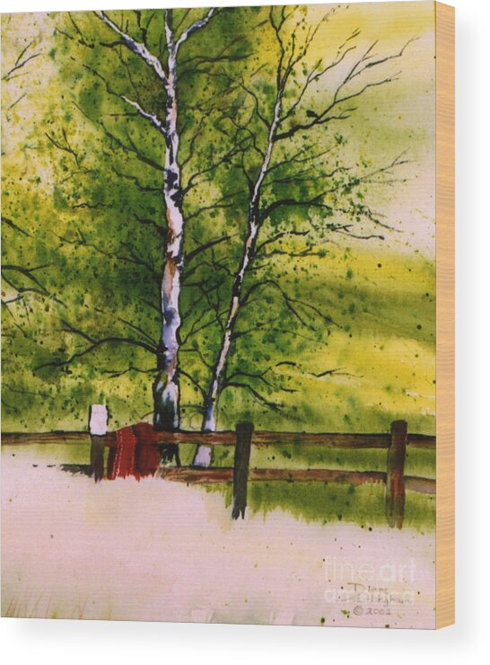 Nature Wood Print featuring the painting Spring In The Paddock by Diane Ellingham