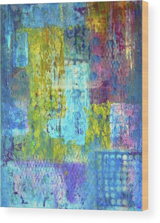 Blue Abstracts Wood Print featuring the painting Spring Into Summer by Everette McMahan jr
