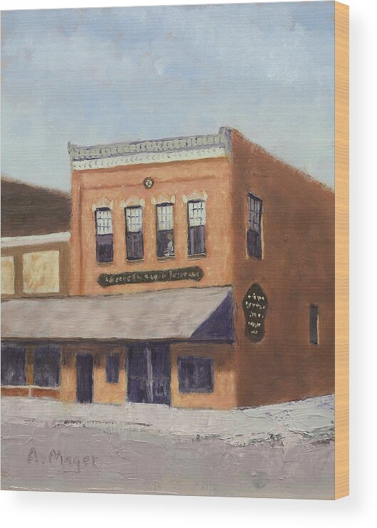 Painting Wood Print featuring the painting Spring Morning Downtown by Alan Mager