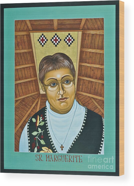 Sr. Marguerite Bartz Wood Print featuring the painting Sr. Marguerite Bartz - LWMAB by Lewis Williams OFS