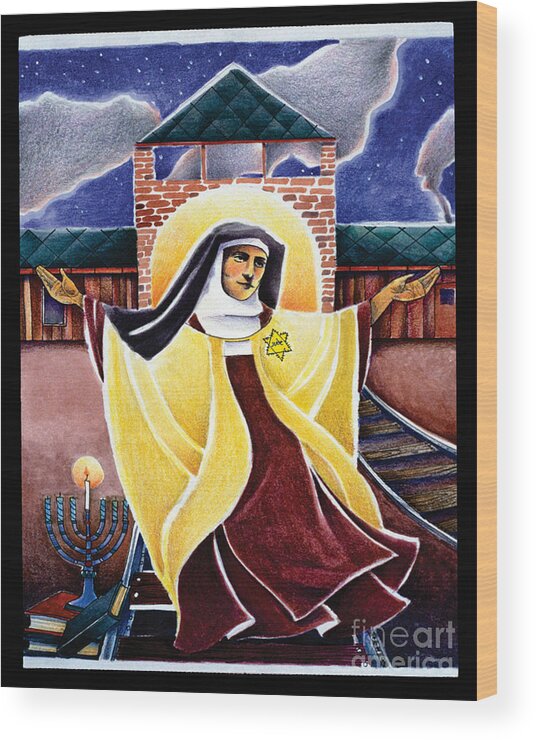 St. Edith Stein Wood Print featuring the painting St. Edith Stein - MMEDI by Br Mickey McGrath OSFS
