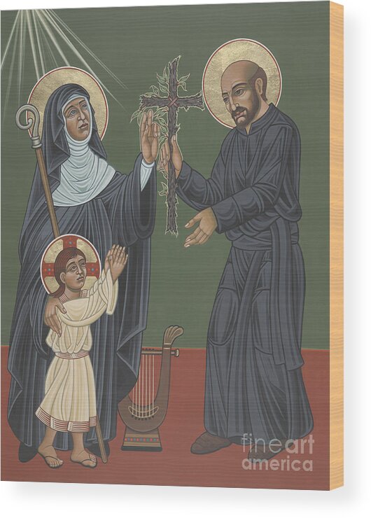 St Hildegard Wood Print featuring the painting St Hildegard and St Ignatius- Viriditas by William Hart McNichols
