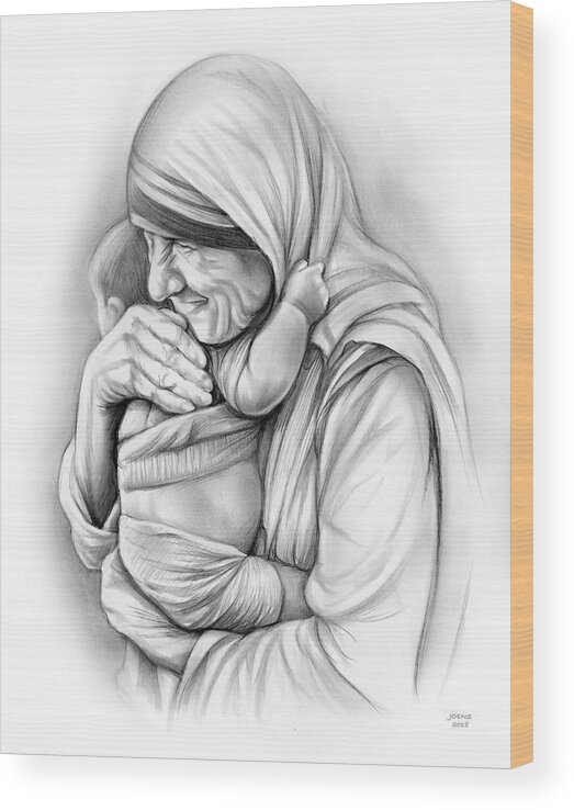 Church Wood Print featuring the drawing St Mother Teresa by Greg Joens