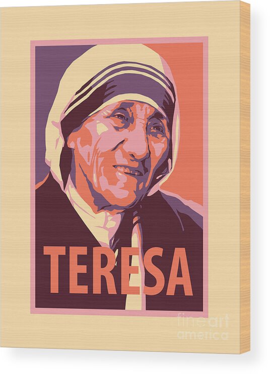 St. Teresa Of Calcutta Wood Print featuring the painting St. Teresa of Calcutta - JLTEC by Julie Lonneman
