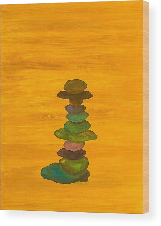Stones Wood Print featuring the painting Stacking stones by Faashie Sha