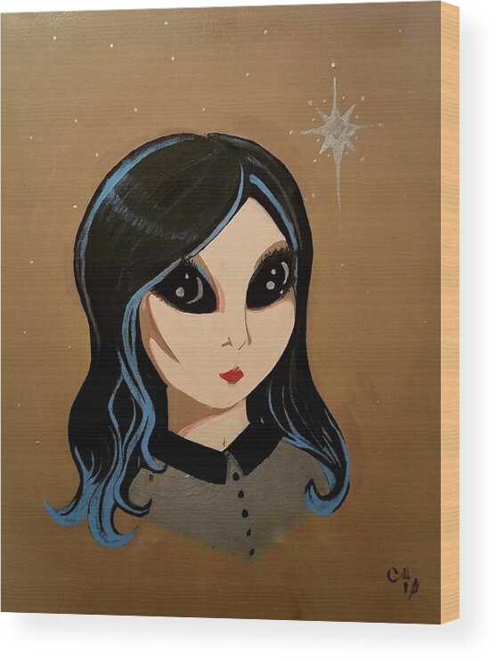 Alien Wood Print featuring the painting Starla by Carole Hutchison
