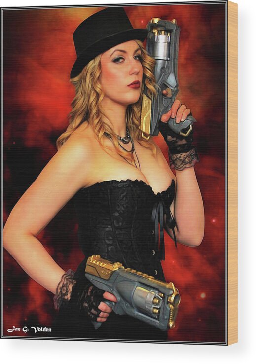 Steam Punk Wood Print featuring the photograph Steam Punk Gun Figther by Jon Volden