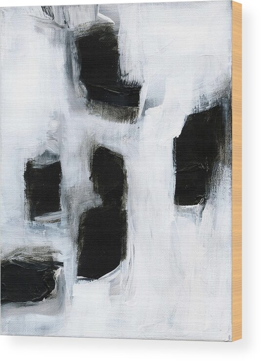 Black And White Painting Wood Print featuring the painting Stepping Stones by Victoria Kloch