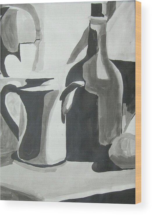 Still Life Wood Print featuring the painting Still Life Ink Washes by Carrie Maurer
