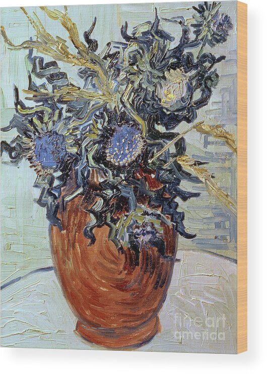 Still Life With Thistles Wood Print featuring the painting Still Life with Thistles by Vincent van Gogh