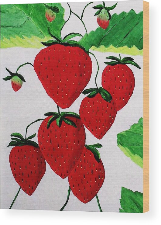 Strawberries Wood Print featuring the painting Strawberries by Rodney Campbell