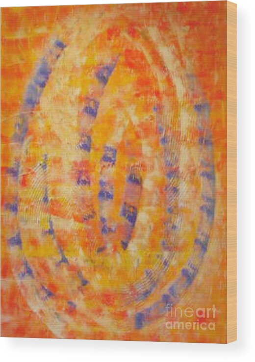 Structure Painting Wood Print featuring the painting Structure painting orange blue by Pilbri Britta Neumaerker
