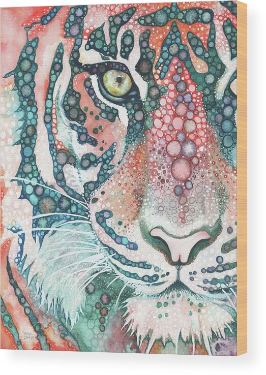 Big Cat Wood Print featuring the painting Sumatran Tiger by Tamara Phillips