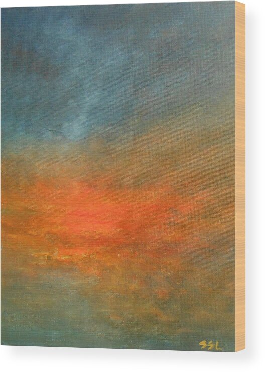Abstract Wood Print featuring the painting Sundown by Jane See