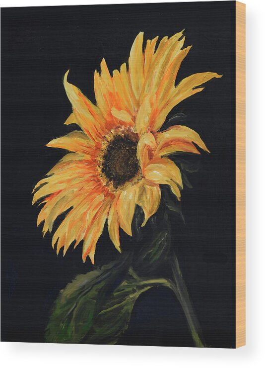 Sunflower Wood Print featuring the painting Sunflower VII by Sandra Nardone