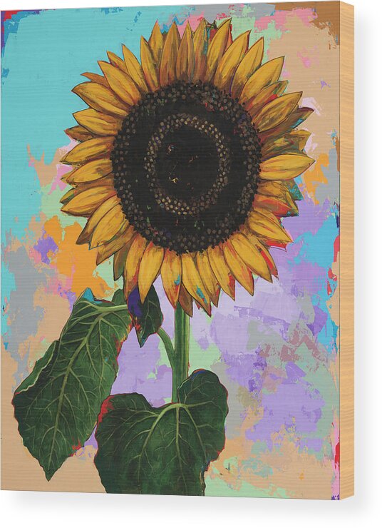 Sunflower Wood Print featuring the painting Sunflowers #4 by David Palmer