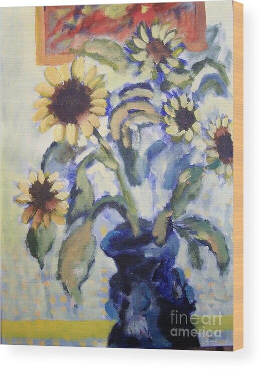 Flowers Wood Print featuring the painting Sunflowes by Geraldine Liquidano
