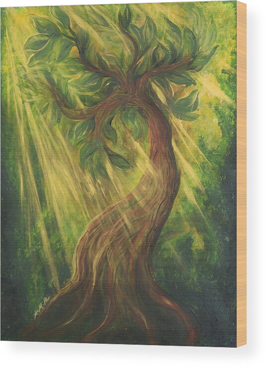 Sunlit Wood Print featuring the painting Sunlit Tree by Michelle Pier