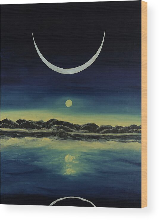Sky Wood Print featuring the painting Supernatural Eclipse by Jennifer Walsh