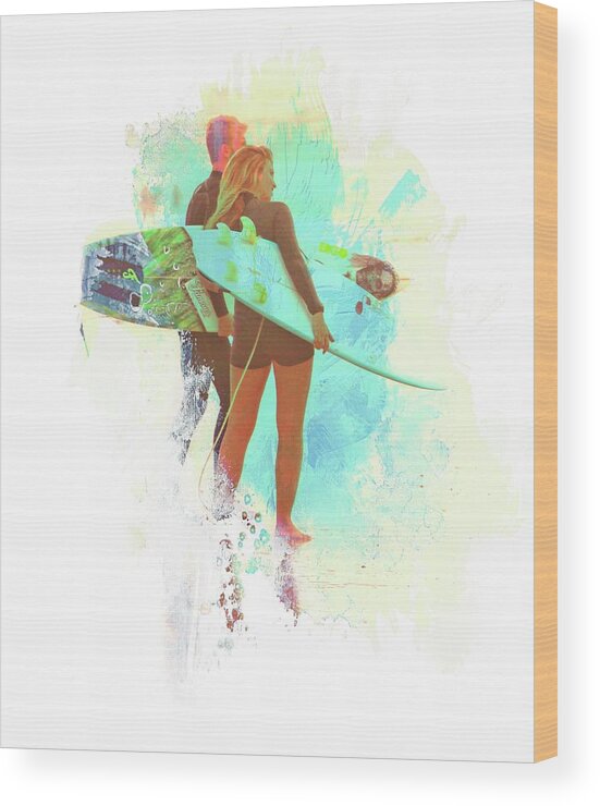 Alicegipsonphotographs Wood Print featuring the photograph Surfer Couple by Alice Gipson