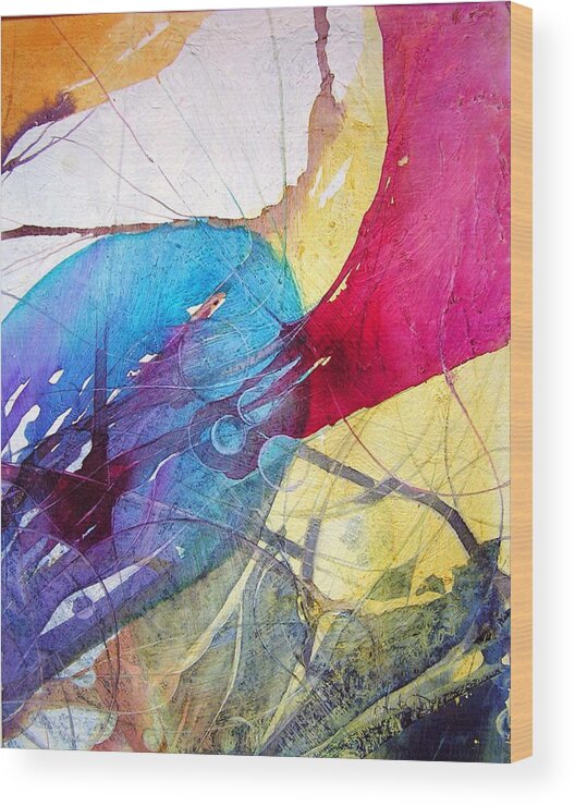 Abstract Wood Print featuring the painting Sushi on Pluto by Annika Farmer