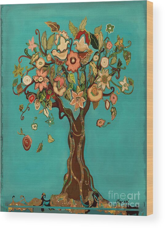 Tree Wood Print featuring the mixed media Sweet Tree by Carrie Joy Byrnes