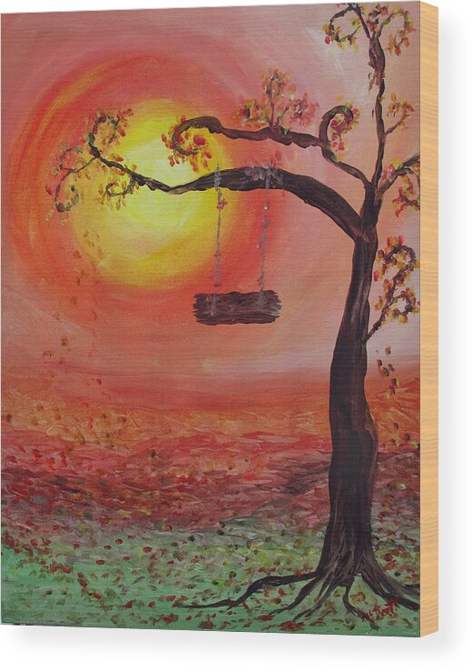 Tree Wood Print featuring the photograph Swing into Autumn by Barbara McDevitt
