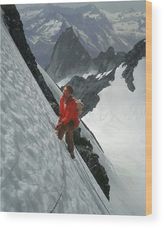 Eric Bjornstad Wood Print featuring the photograph T-202707 Eric Bjornstad on Howser Peak by Ed Cooper Photography