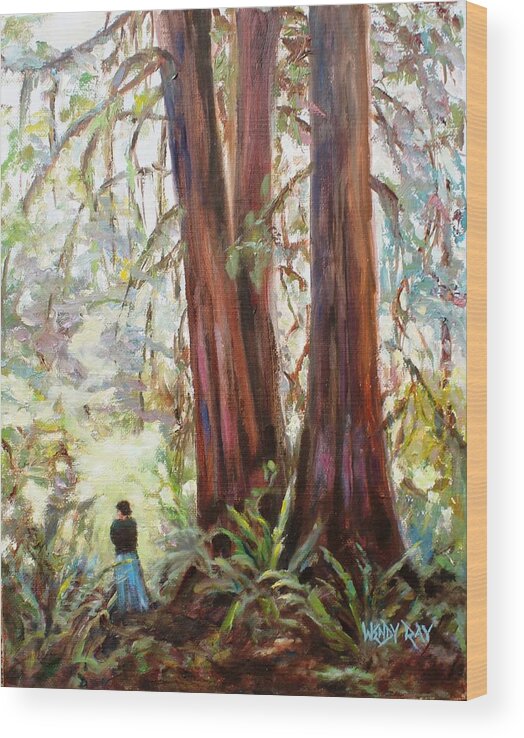 Trees Wood Print featuring the painting Tall Prayers by Wendy Ray