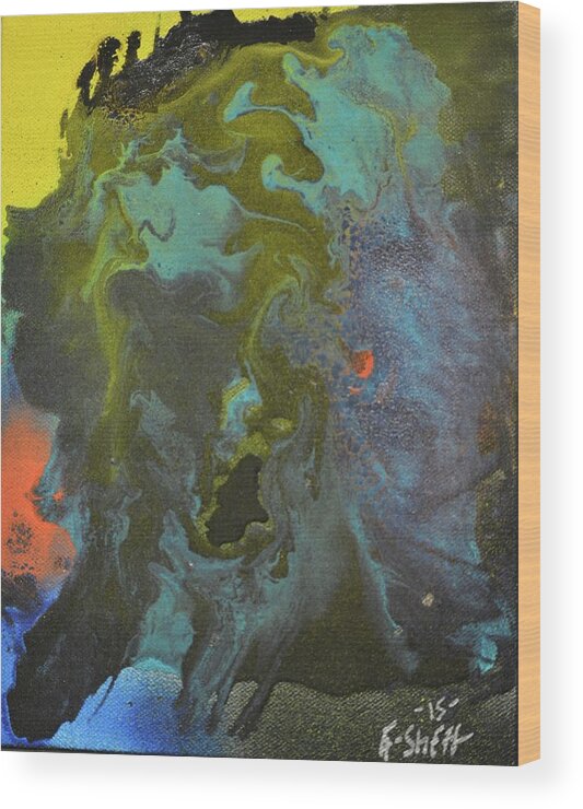 Abstract Wood Print featuring the painting Testing The Waters by Art By G-Sheff
