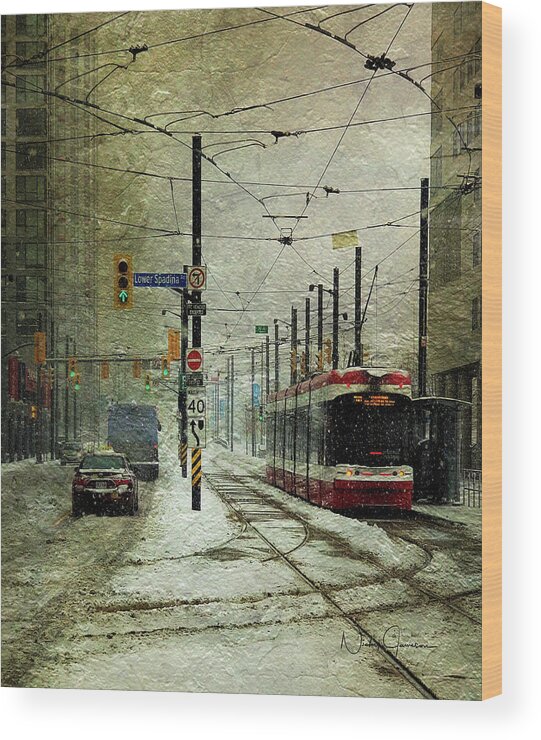 Toronto Wood Print featuring the digital art That Day It Snowed 1 by Nicky Jameson