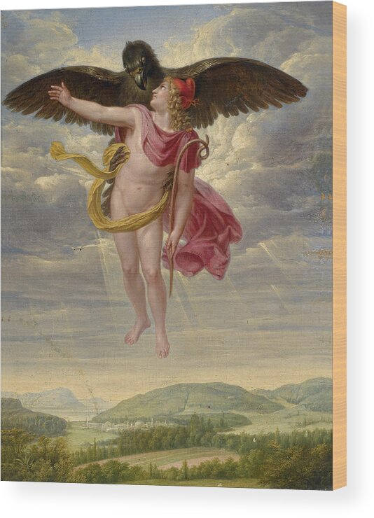 Sigmund Ferdinand Von Perger Wood Print featuring the painting The Abduction of Ganymede by Sigmund Ferdinand von Perger