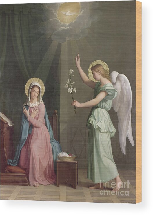 The Wood Print featuring the painting The Annunciation by Auguste Pichon