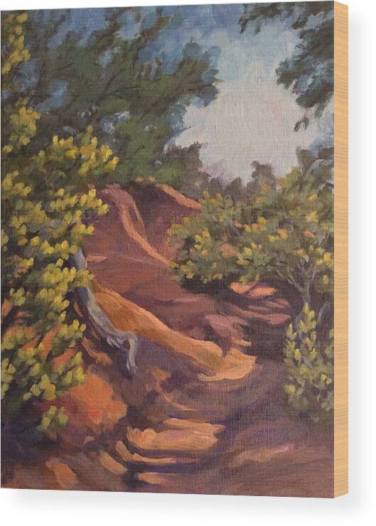 Landscape Wood Print featuring the painting The Arroyo by Sharon Cromwell