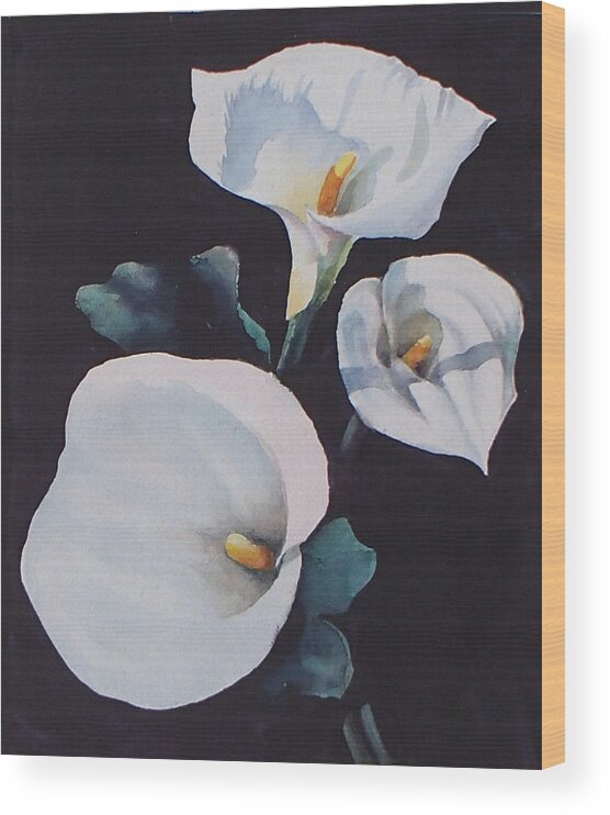 Calla Lilies Wood Print featuring the painting The calla lilies are in bloom again by Philip Fleischer