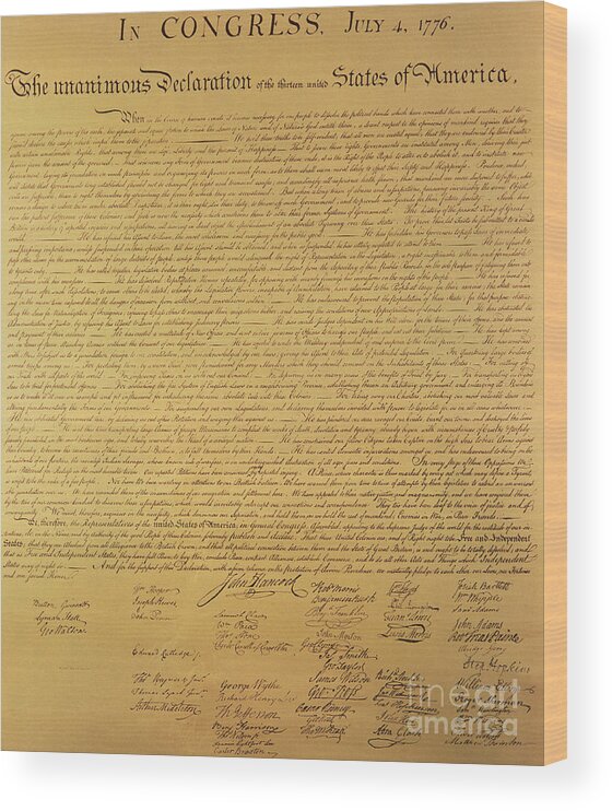 Declaration Of Independence Of The 13 United States Of America Of 1776 Wood Print featuring the painting The Declaration of Independence by Founding Fathers