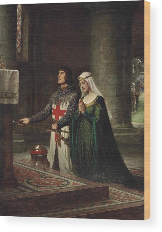 19th Century Art Wood Print featuring the painting The Dedication by Edmund Leighton