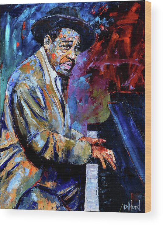 Piano Wood Print featuring the painting The Duke by Debra Hurd