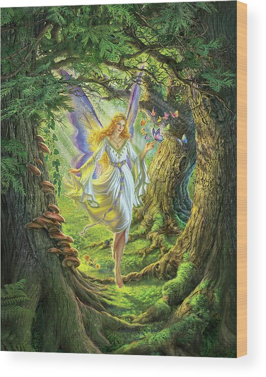 Fairy Wood Print featuring the digital art The Fairy Queen by Mark Fredrickson