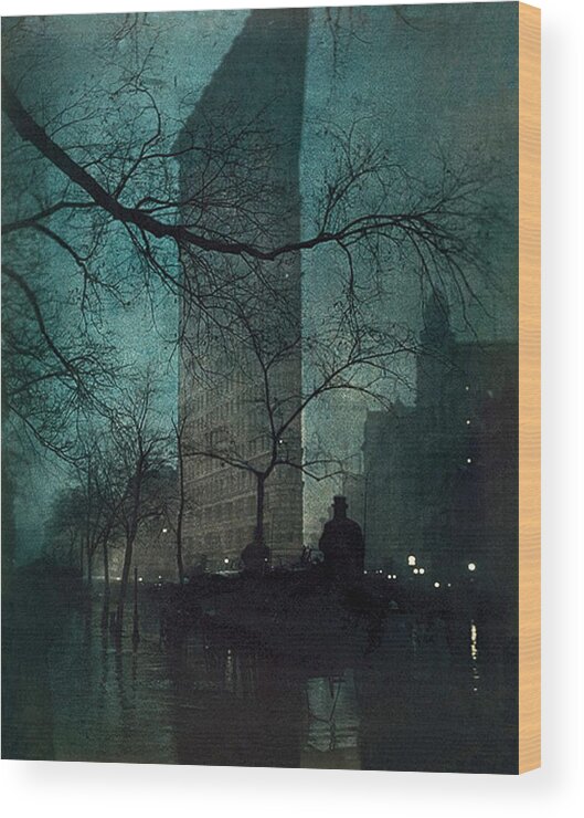 The Flatiron Building Wood Print featuring the painting The Flatiron Building by Edward Steichen