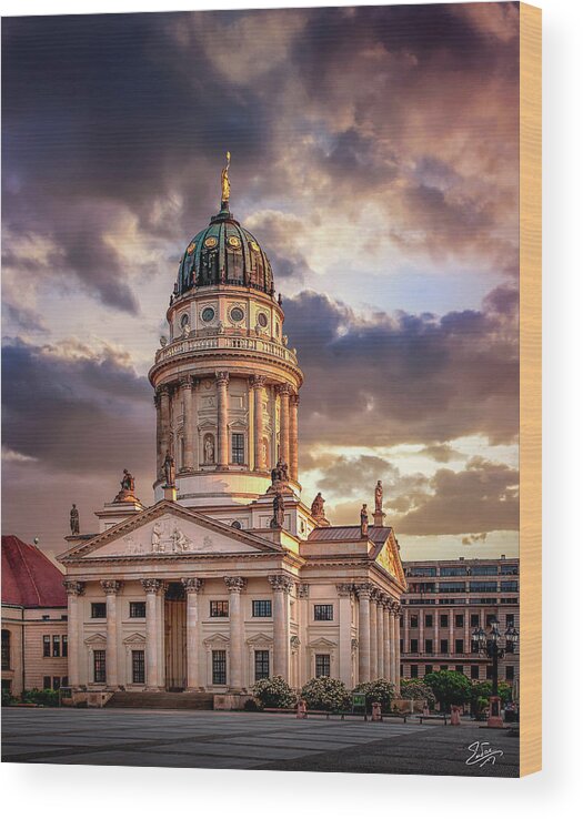 Endre Wood Print featuring the photograph The French Church in Berlin 1 by Endre Balogh