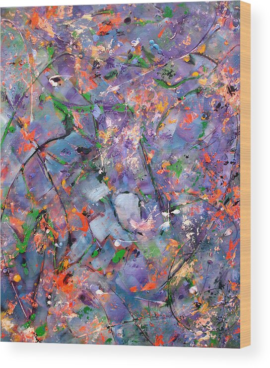 Abstract Wood Print featuring the painting The Garden in Spring by Lynda Lehmann